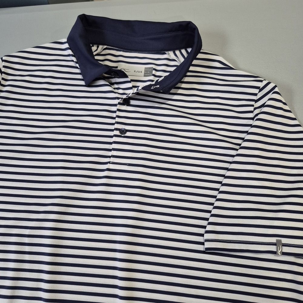 Kjus Polo Mens XL 54 Blue White Golf Luis Performance Comfort Fit Breathable
